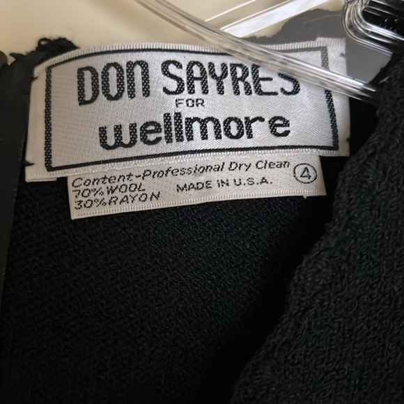 Don Sayres vintage black wool dress size 4 - Picture 3 of 4
